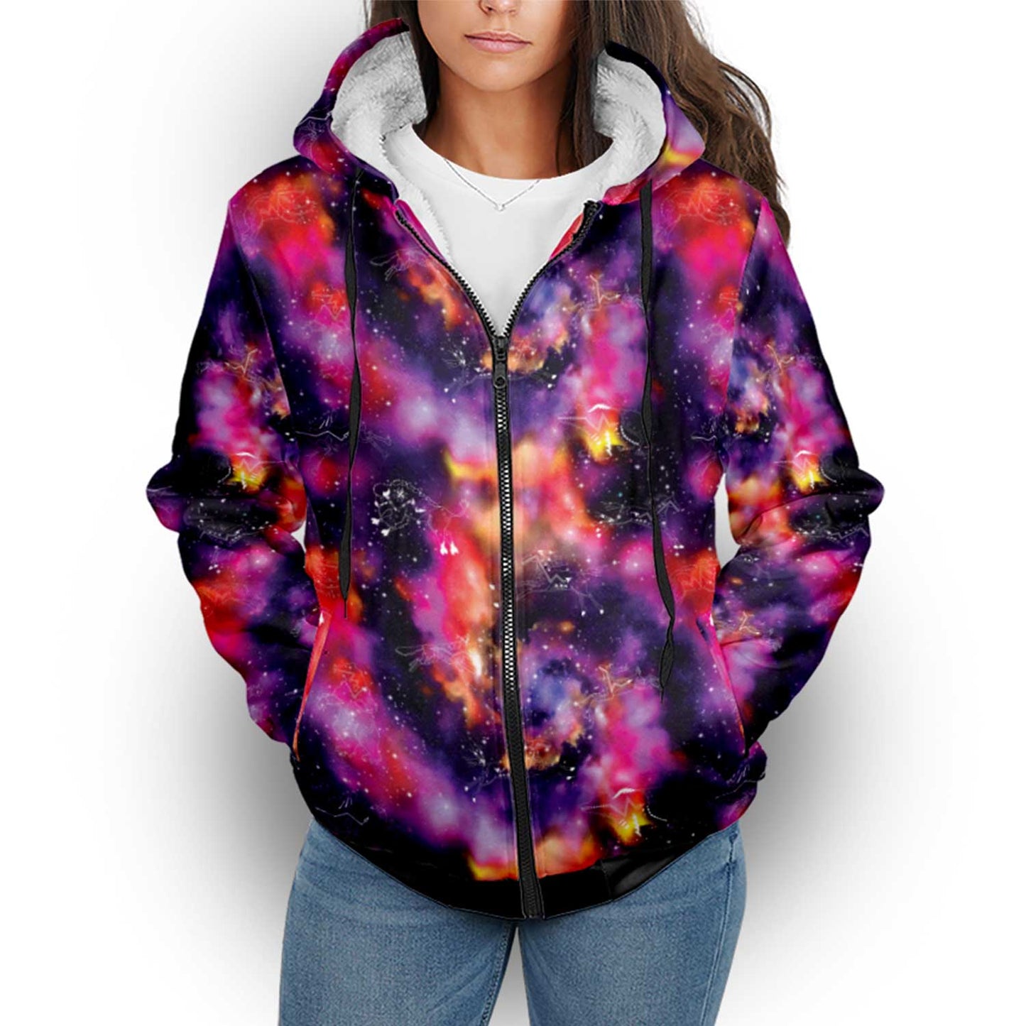 Animal Ancestors 9 Cosmic Swirl Purple and Red Sherpa Hoodie