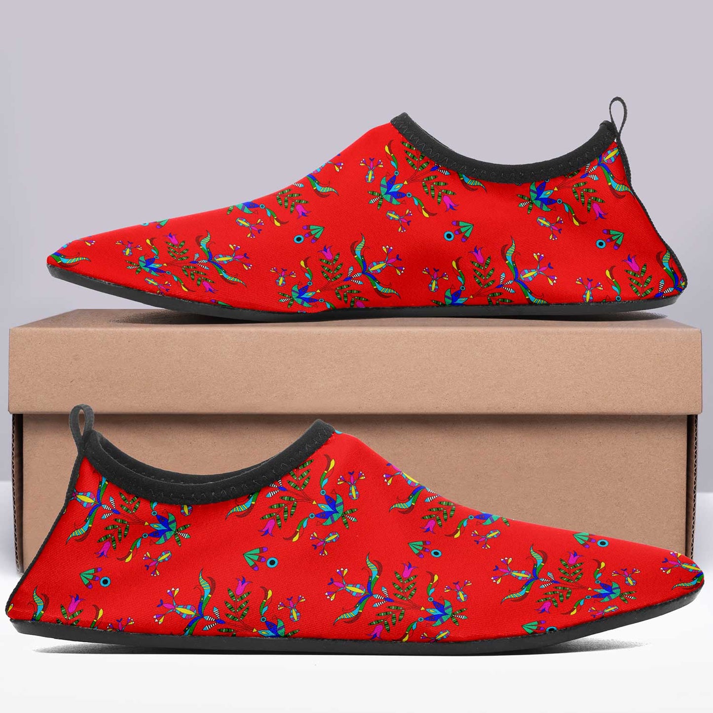 Dakota Damask Red Kid's Sockamoccs