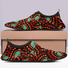 Load image into Gallery viewer, Hawk Feathers Fire and Turquoise Kid&#39;s Sockamoccs Slip On Shoes
