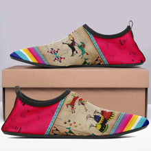 Load image into Gallery viewer, Horses Running Berry Kid&#39;s Sockamoccs Slip On Shoes
