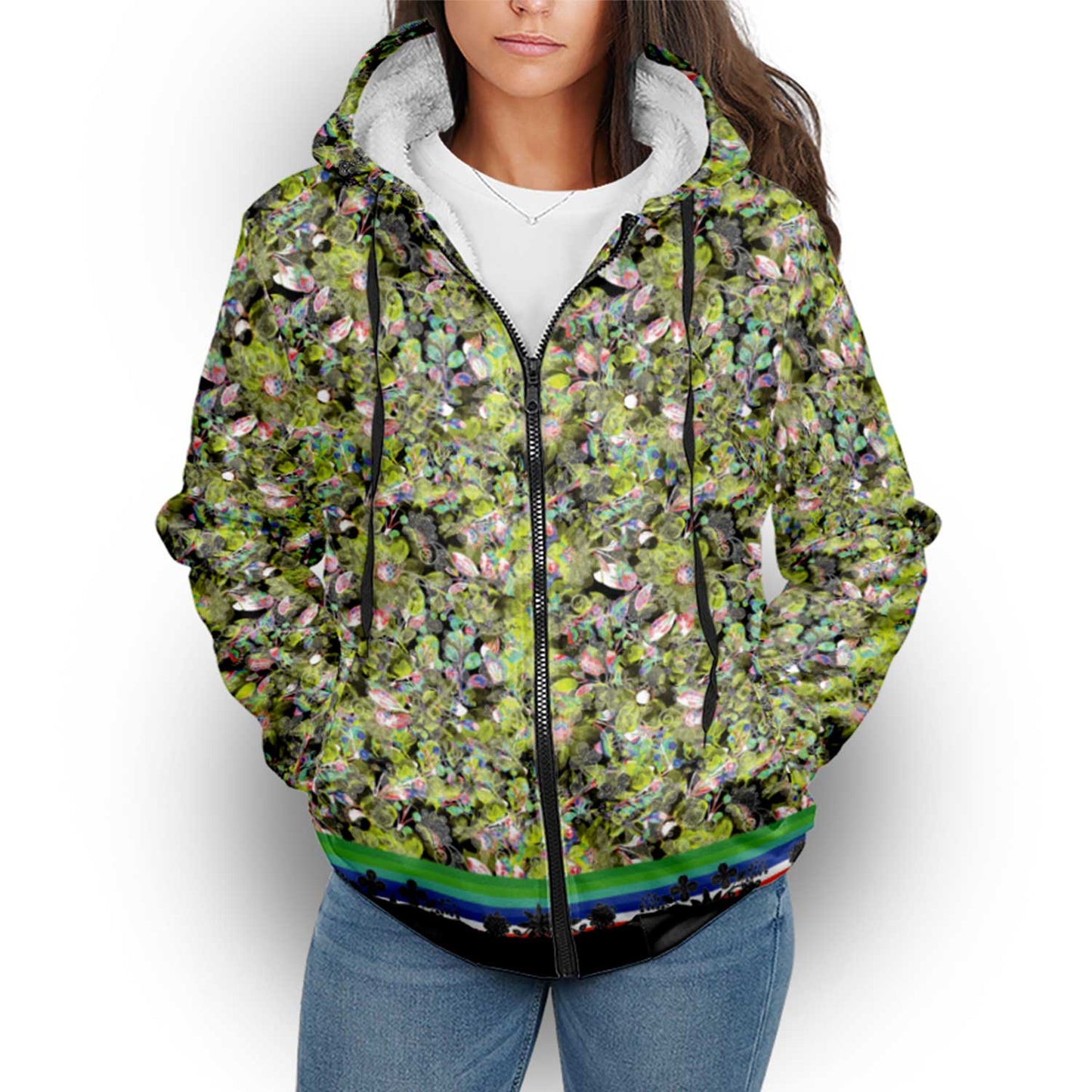 Culture in Nature Green Leaf Sherpa Hoodie