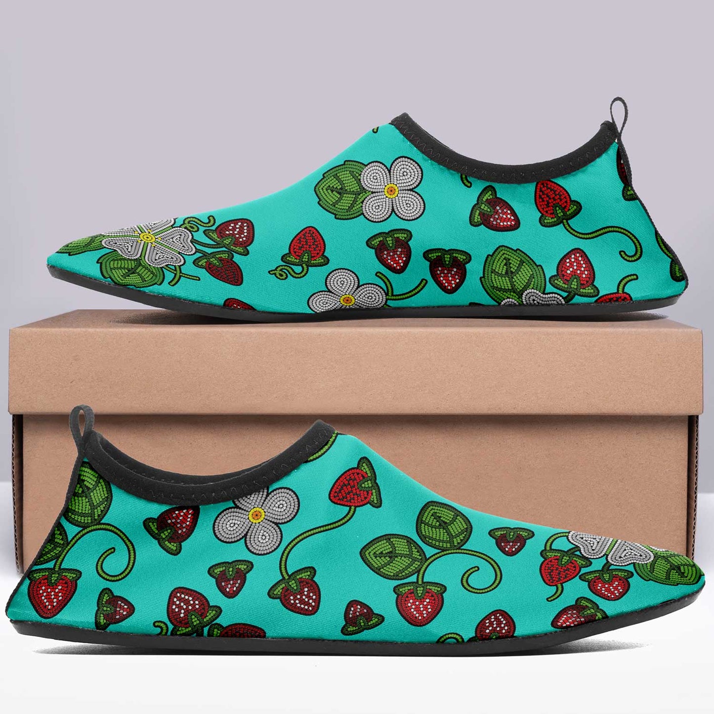 Strawberry Dreams Turquoise Kid's Sockamoccs Slip On Shoes