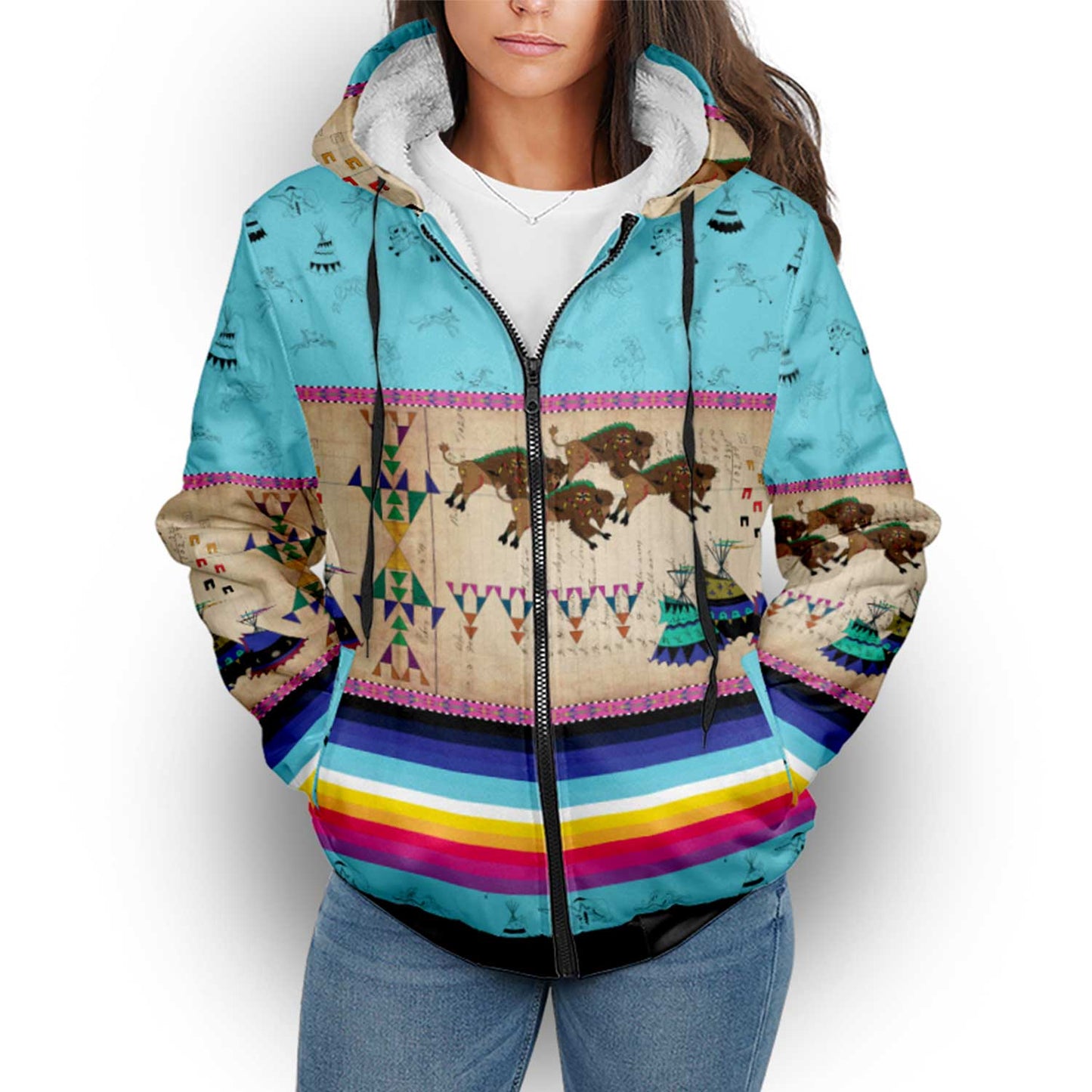 Buffalos Running Sky Sherpa Hoodie