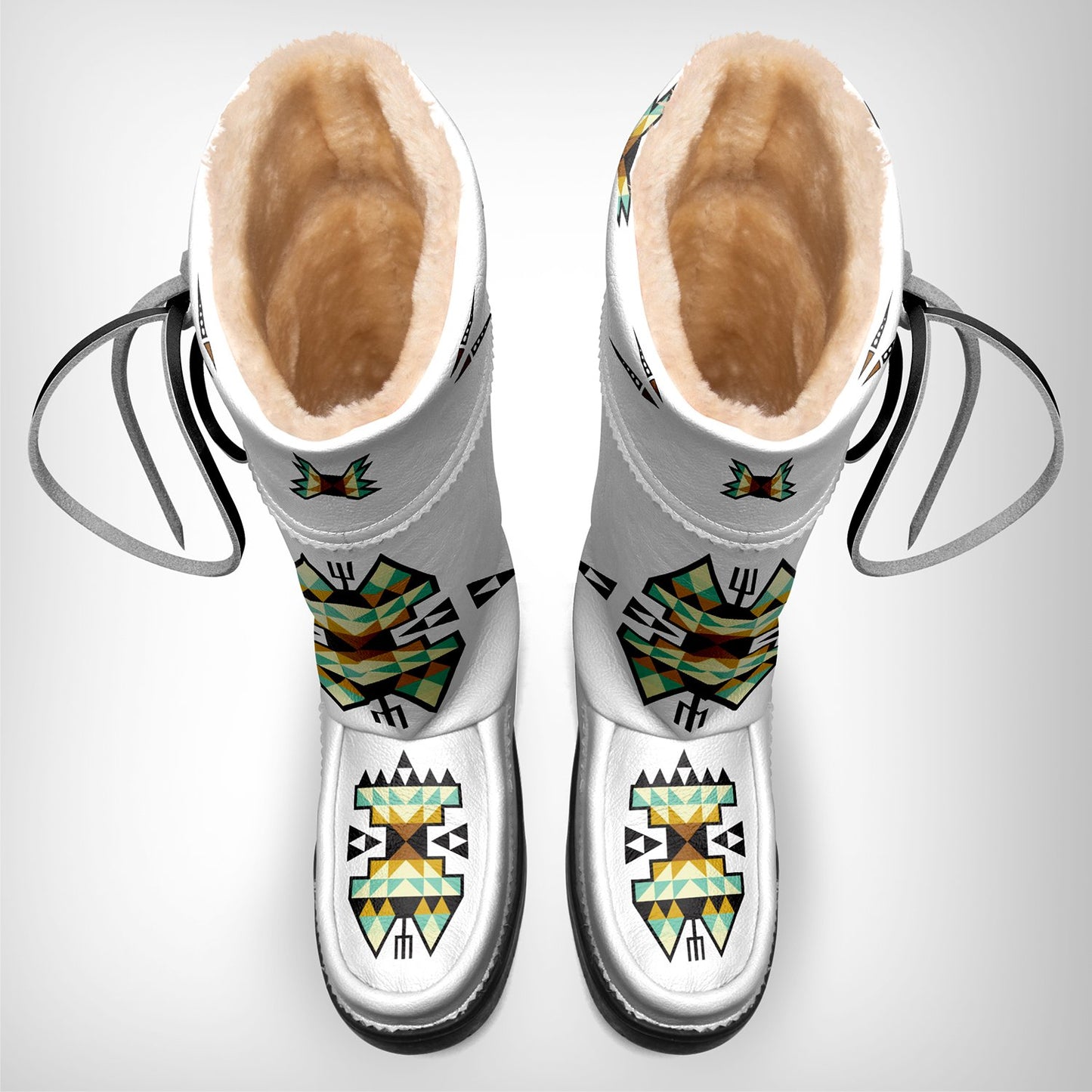 Geometric Earth Tone Real Leather MocLux