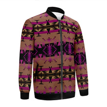 Load image into Gallery viewer, Between the Mountains Berry Zippered Collared Lightweight Jacket
