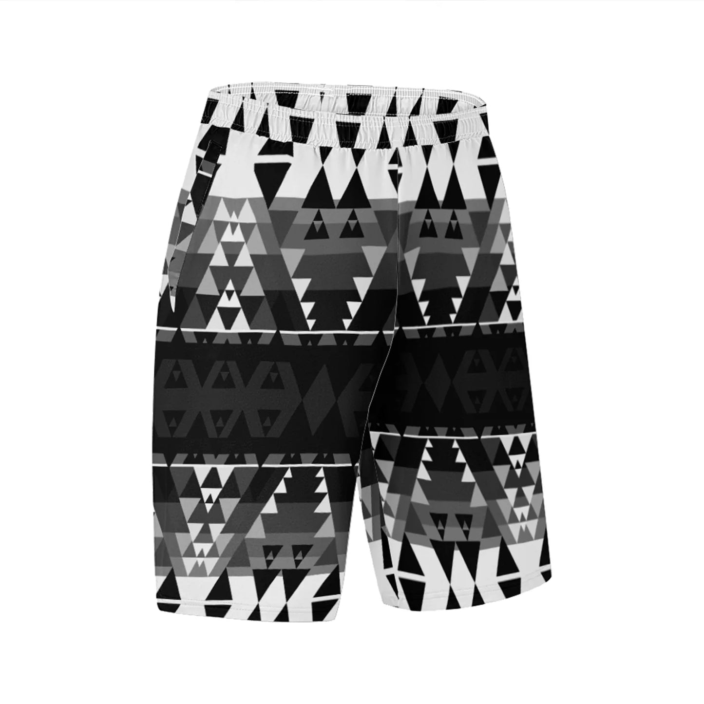 Writing on Stone Black and White Athletic Shorts with Pockets