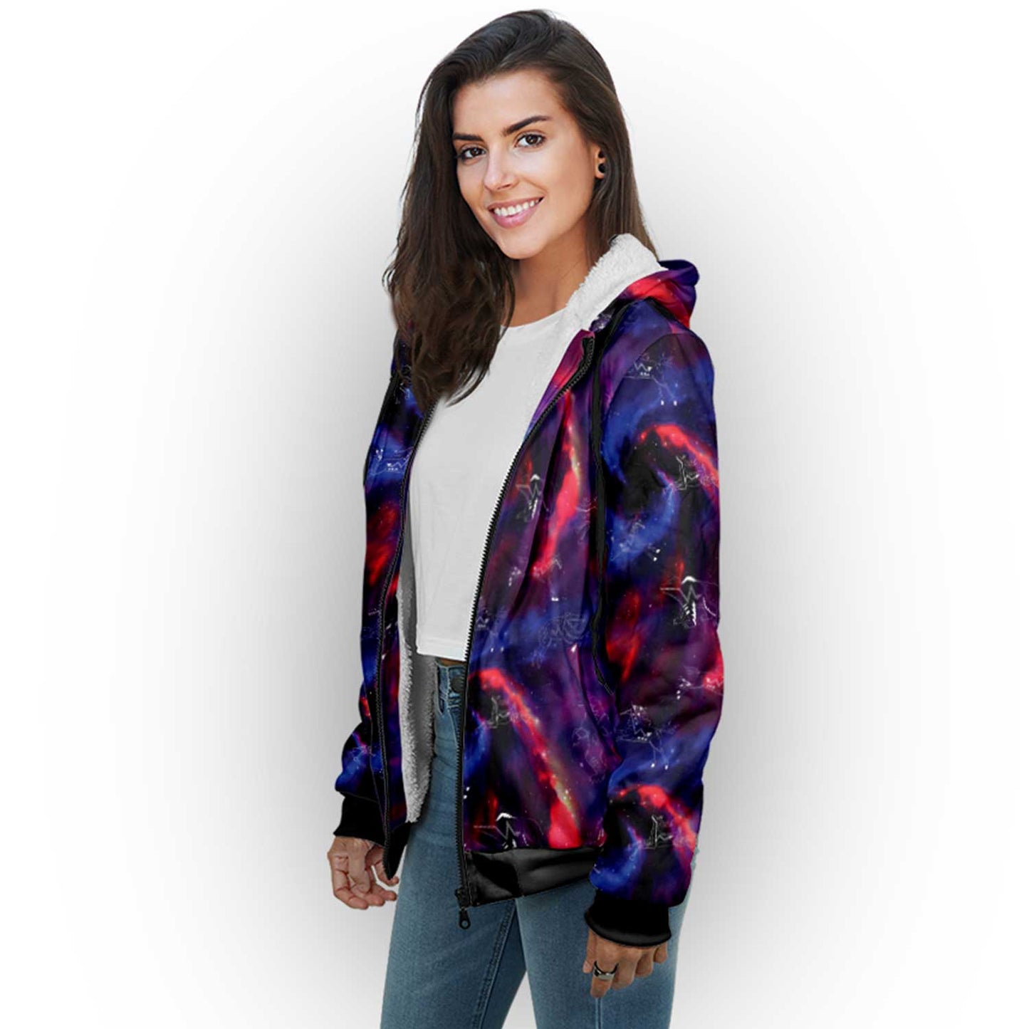 Animal Ancestors 3 Blue Pink Swirl Sherpa Hoodie