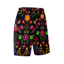 Load image into Gallery viewer, Geometric Floral Spring Black Athletic Shorts with Pockets
