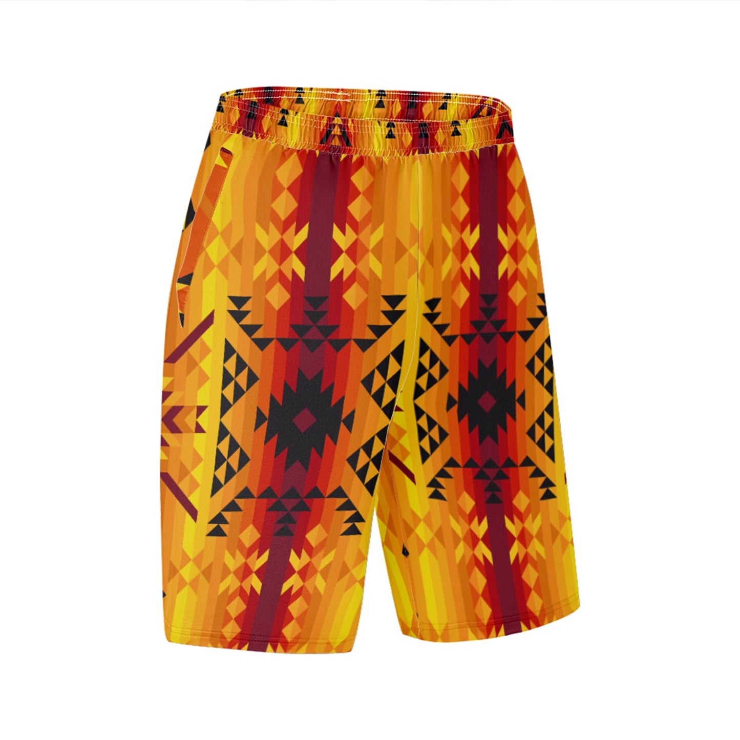 Desert Geo Yellow Athletic Shorts with Pockets