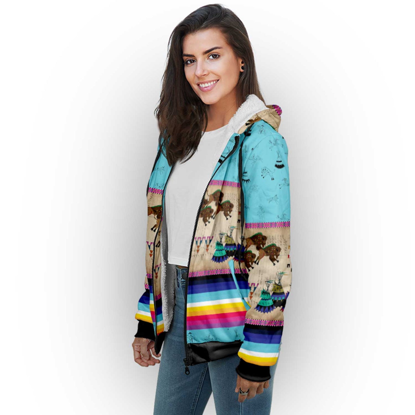 Buffalos Running Sky Sherpa Hoodie