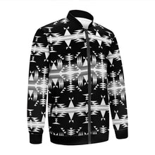 Load image into Gallery viewer, Between the Mountains Black and White Youth Zippered Collared Lightweight Jacket
