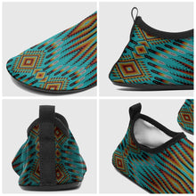 Load image into Gallery viewer, Fire Feather Turquoise Kid&#39;s Sockamoccs Slip On Shoes
