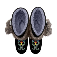 Load image into Gallery viewer, Quill With the Ancestors Black Real Leather MocLux with Fur
