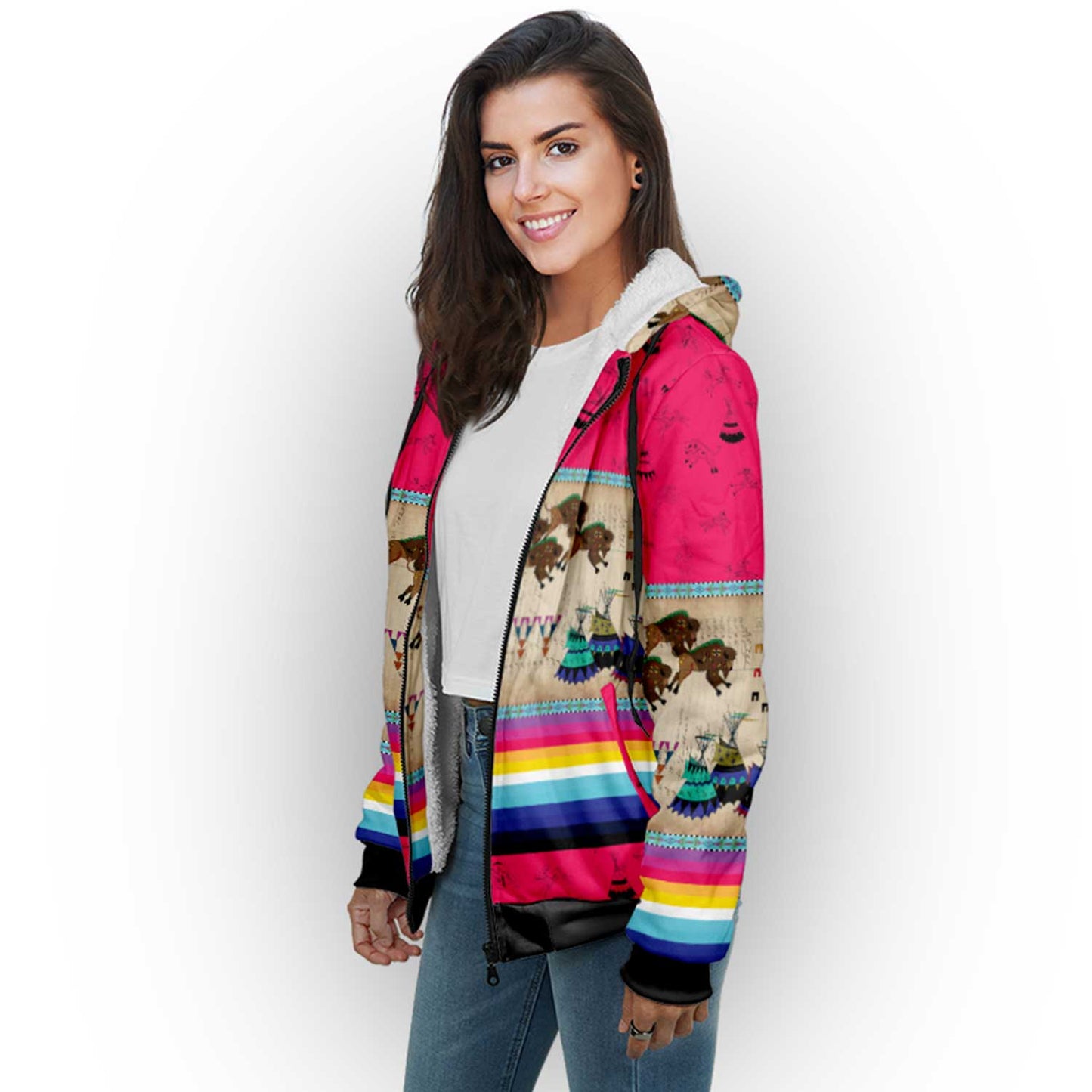 Buffalos Running Berry Sherpa Hoodie