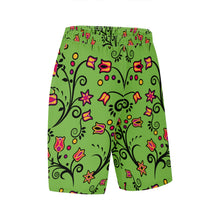 Load image into Gallery viewer, LightGreen Yellow Star Athletic Shorts with Pockets
