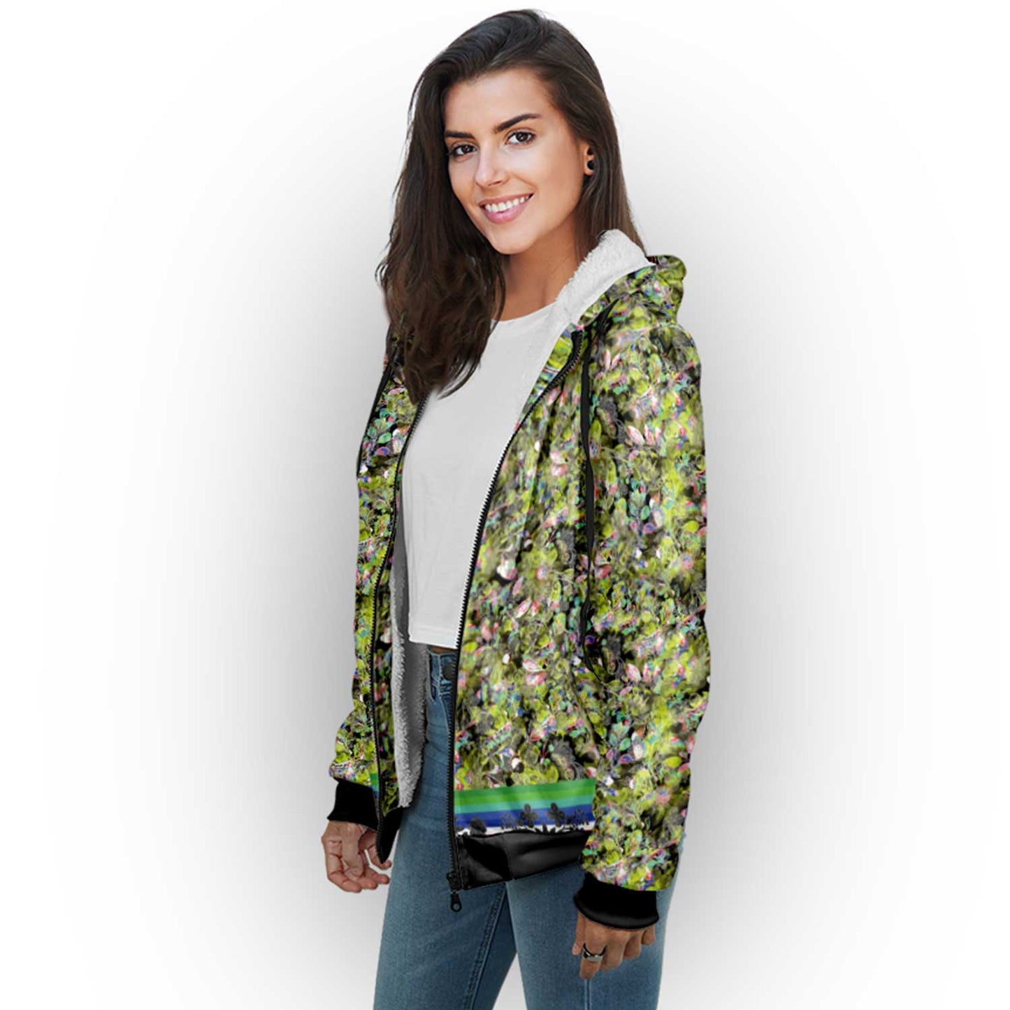 Culture in Nature Green Leaf Sherpa Hoodie
