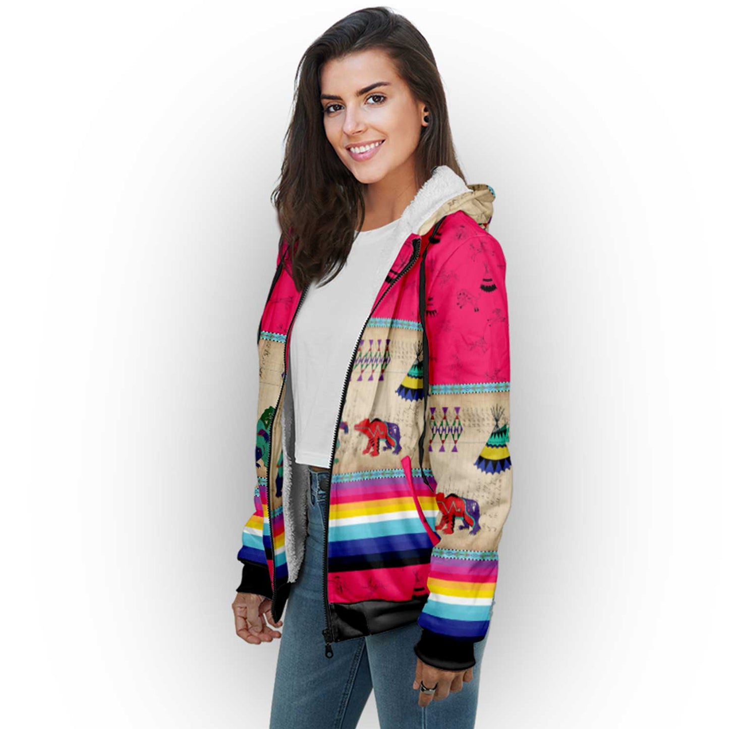 Bear Ledger Berry Sherpa Hoodie