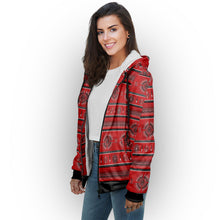 Load image into Gallery viewer, Evening Feather Wheel Blush Sherpa Hoodie
