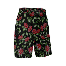 Load image into Gallery viewer, Red Beaded Rose Athletic Shorts with Pockets
