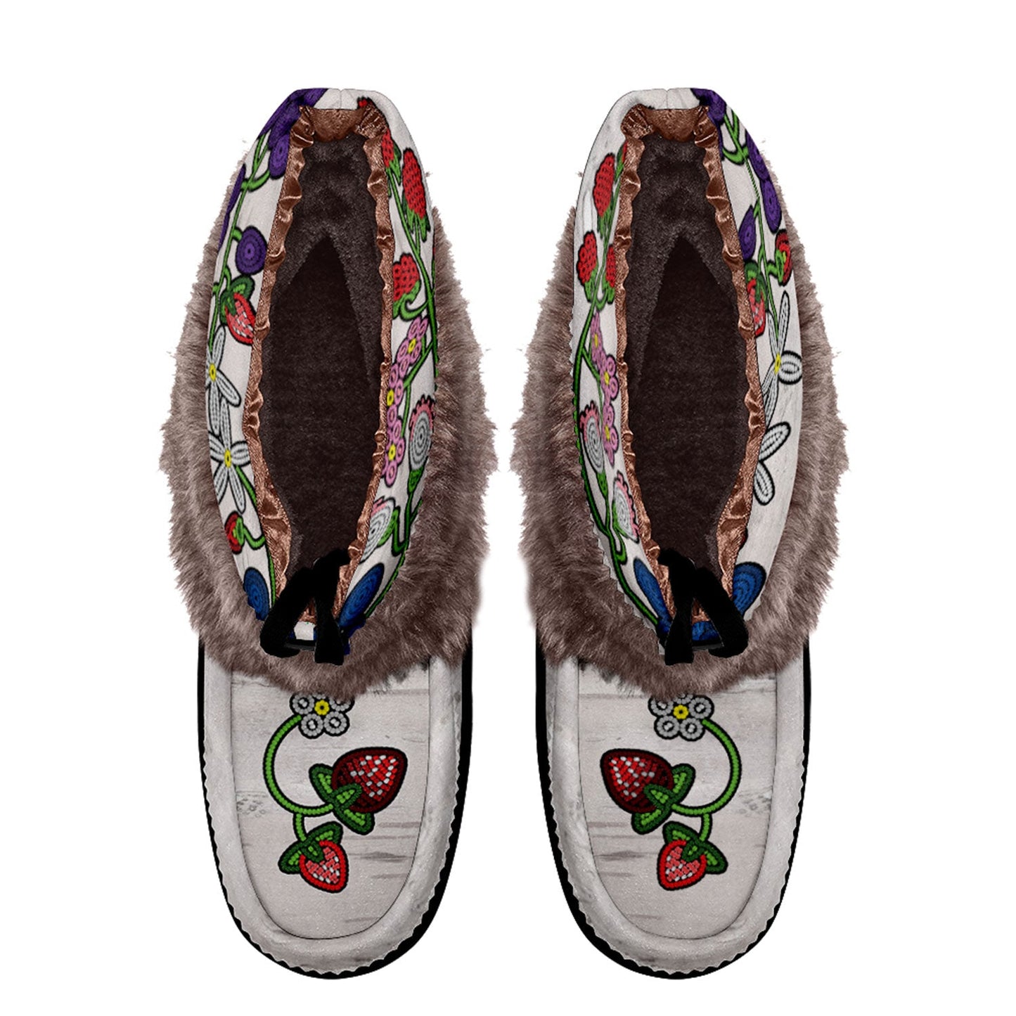 Birch Berries White Leather MocLux Short Style with Fur