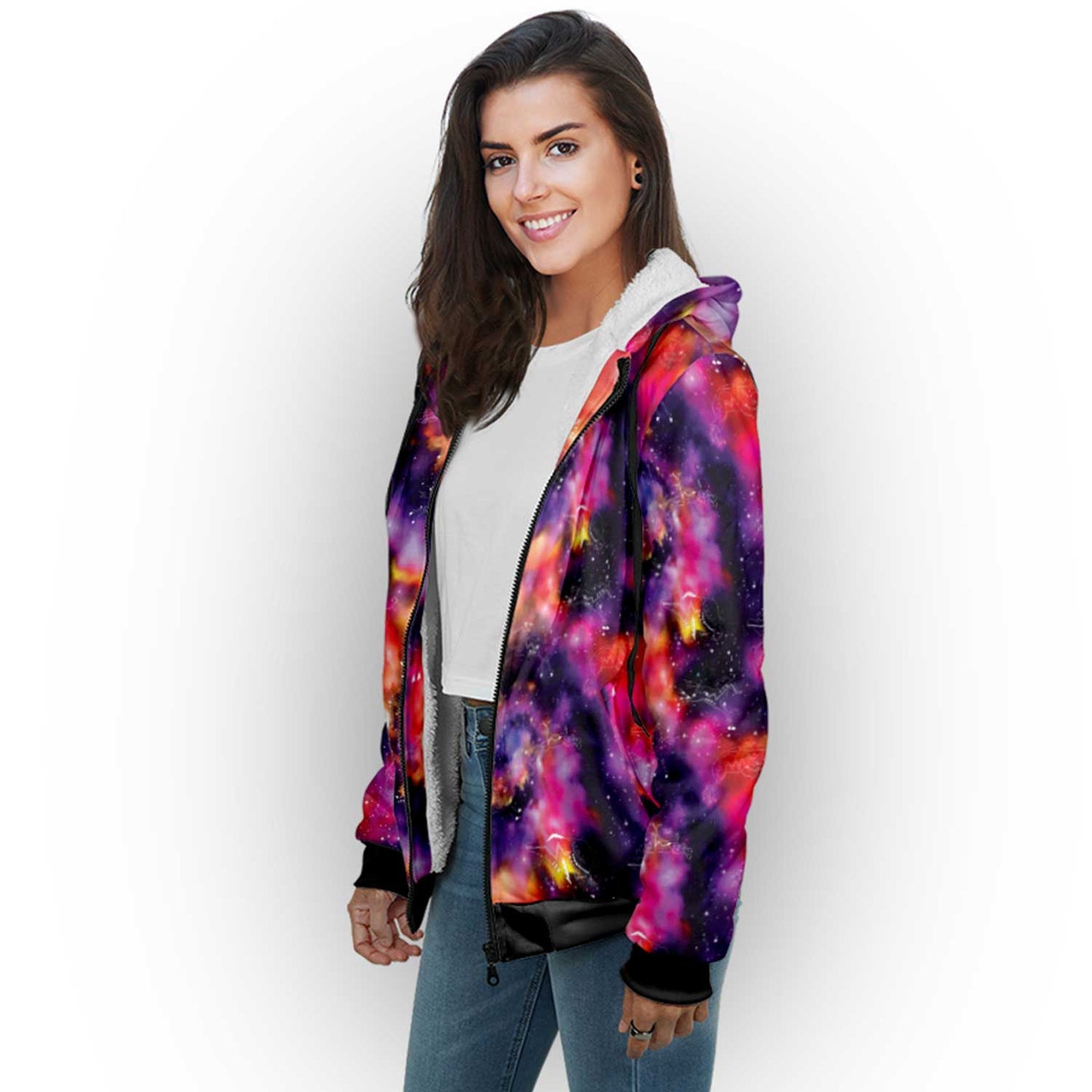 Animal Ancestors 9 Cosmic Swirl Purple and Red Sherpa Hoodie