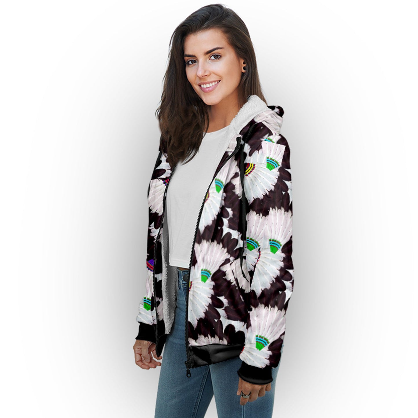 Eagle Feather Fans Sherpa Hoodie