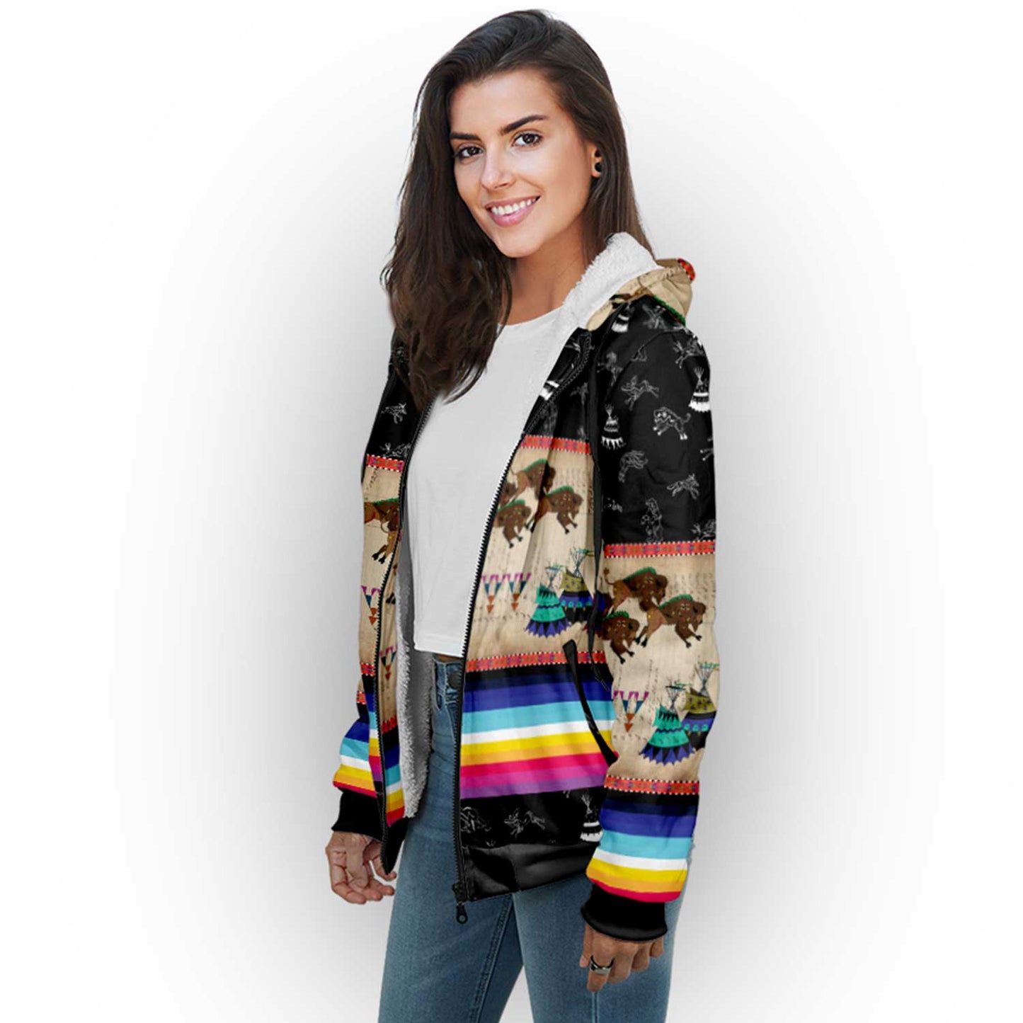 Buffalos Running Black Sky Sherpa Hoodie
