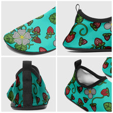 Load image into Gallery viewer, Strawberry Dreams Turquoise Kid&#39;s Sockamoccs Slip On Shoes
