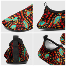 Load image into Gallery viewer, Hawk Feathers Fire and Turquoise Kid&#39;s Sockamoccs Slip On Shoes
