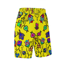 Load image into Gallery viewer, Indigenous Paisley Yellow Athletic Shorts with Pockets
