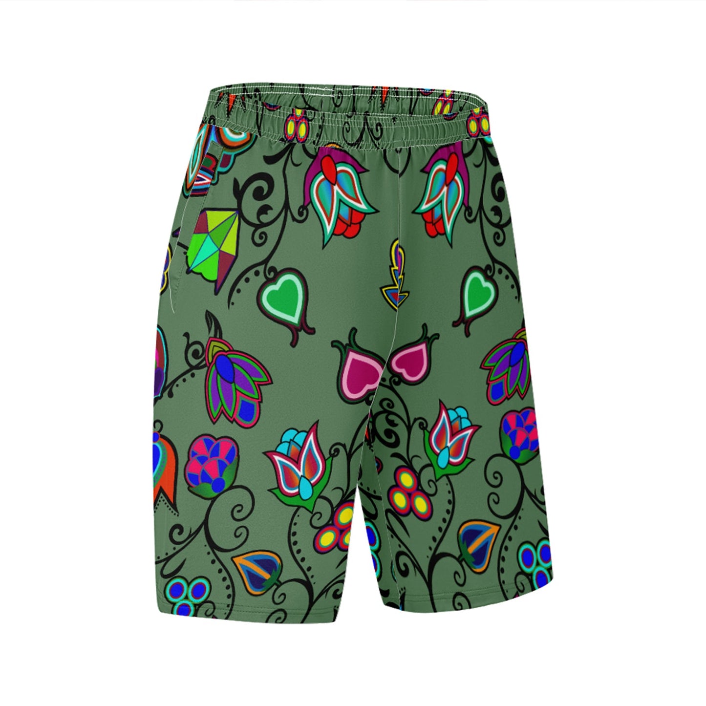 Indigenous Paisley Dark Sea Athletic Shorts with Pockets