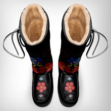 Load image into Gallery viewer, Flower Beadwork People Black Real Leather MocLux
