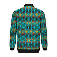 Load image into Gallery viewer, Fire Colors and Turquoise Teal Youth Zippered Collared Lightweight Jacket
