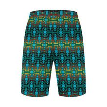 Load image into Gallery viewer, Fire Colors and Turquoise Teal Athletic Shorts with Pockets
