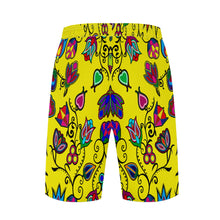 Load image into Gallery viewer, Indigenous Paisley Yellow Athletic Shorts with Pockets
