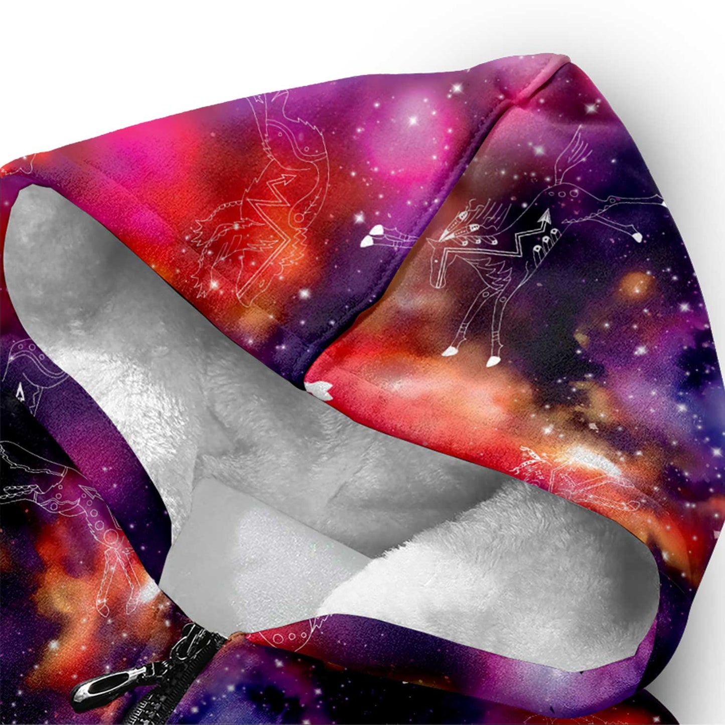 Animal Ancestors 9 Cosmic Swirl Purple and Red Sherpa Hoodie