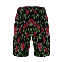 Load image into Gallery viewer, Red Beaded Rose Athletic Shorts with Pockets
