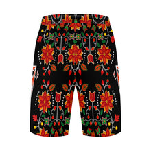 Load image into Gallery viewer, Floral Beadwork Six Bands Athletic Shorts with Pockets
