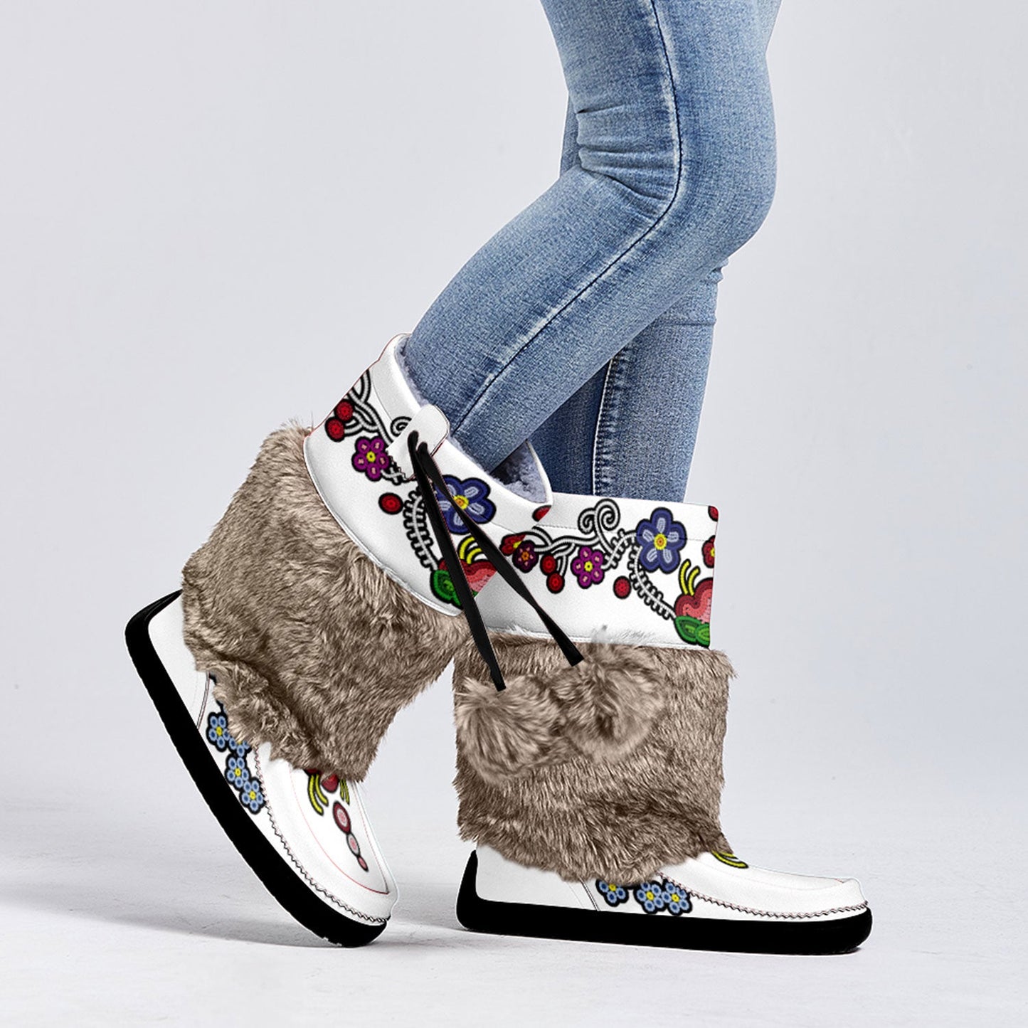 Beaded Gifts Real Leather MocLux with Fur