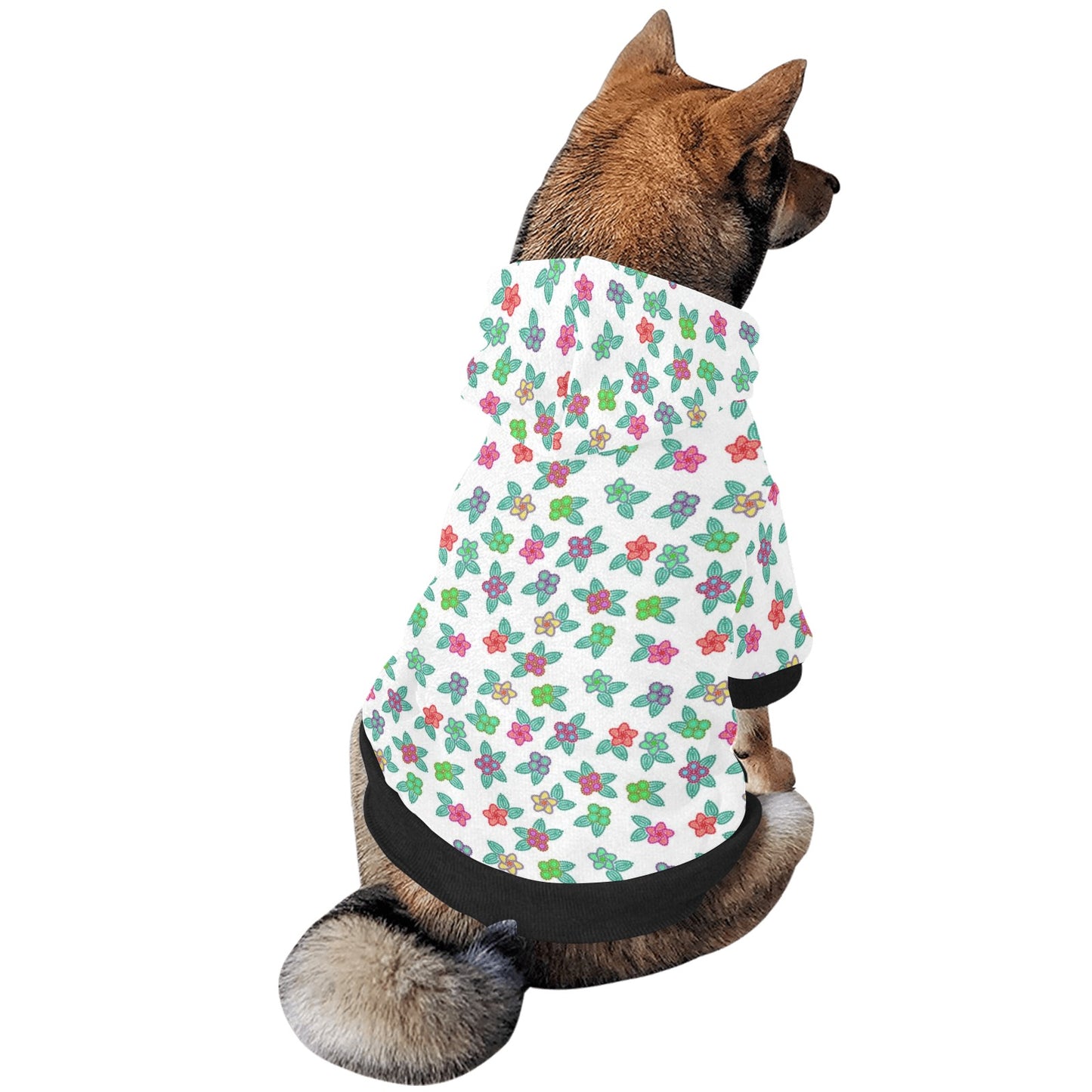 Berry Flowers White Pet Dog Hoodie