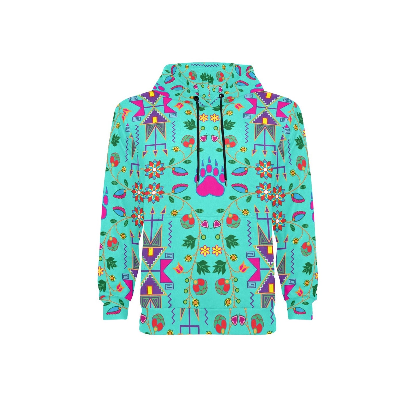 Geometric Floral Fall Sky Men's Long Sleeve Fleece Hoodie