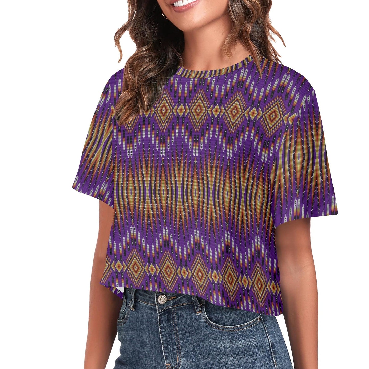 Fire Feather Purple Crop Top