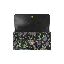 Load image into Gallery viewer, Purple Beaded Rose Women&#39;s Trifold Wallet
