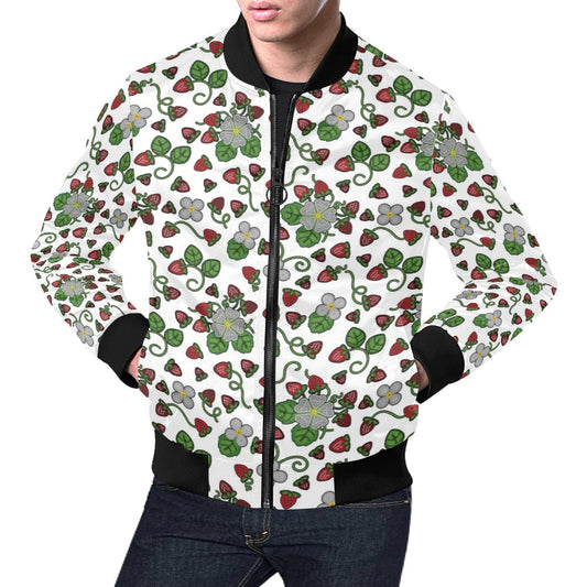 Strawberry Dreams White Bomber Jacket for Men