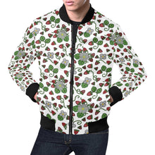 Load image into Gallery viewer, Strawberry Dreams White Bomber Jacket for Men
