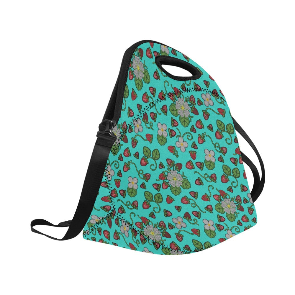 Strawberry Dreams Turquoise Neoprene Lunch Bag/Large