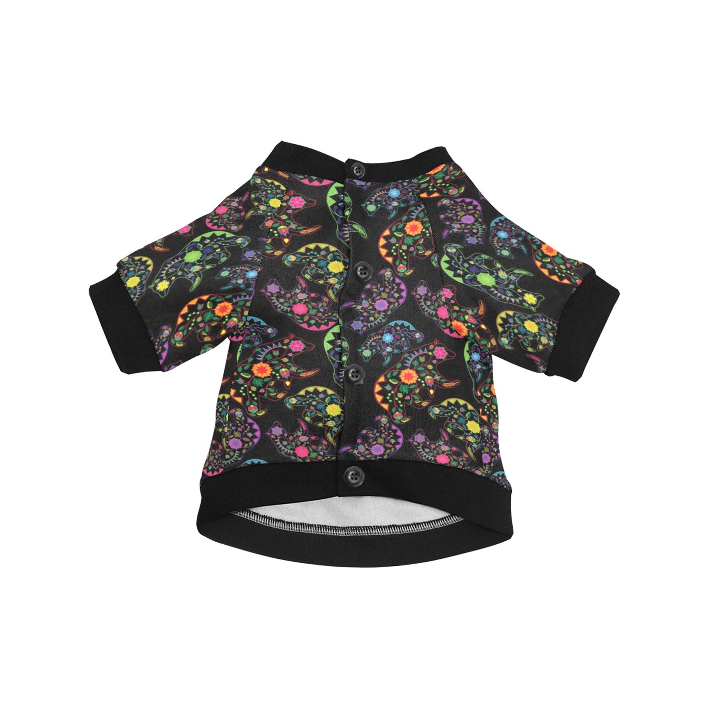 Neon Floral Bears Pet Dog Round Neck Shirt