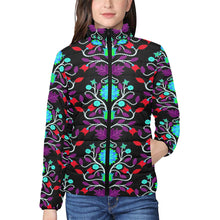 Load image into Gallery viewer, Floral Beadwork Four Clans Winter Women&#39;s Stand Collar Padded Jacket
