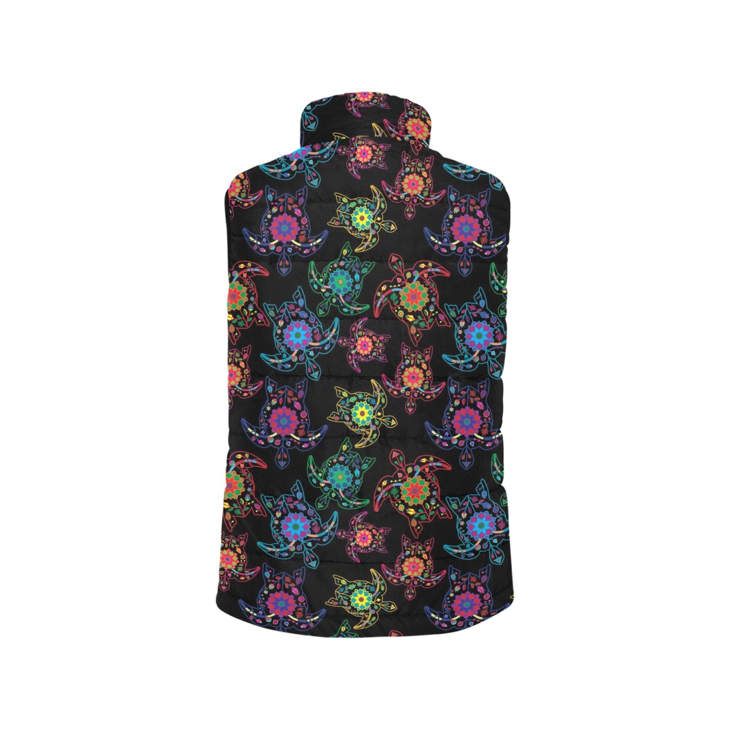 Neon Floral Turtles Women's Padded Vest Jacket