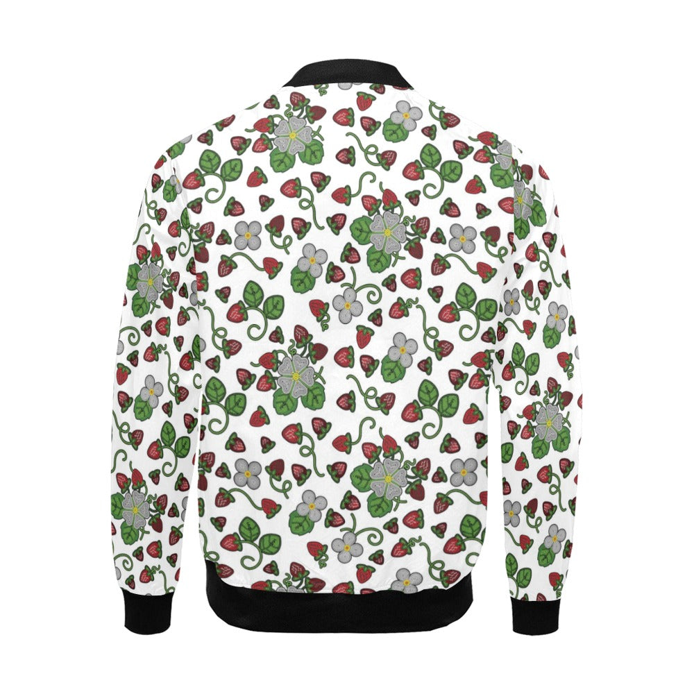 Strawberry Dreams White Bomber Jacket for Men